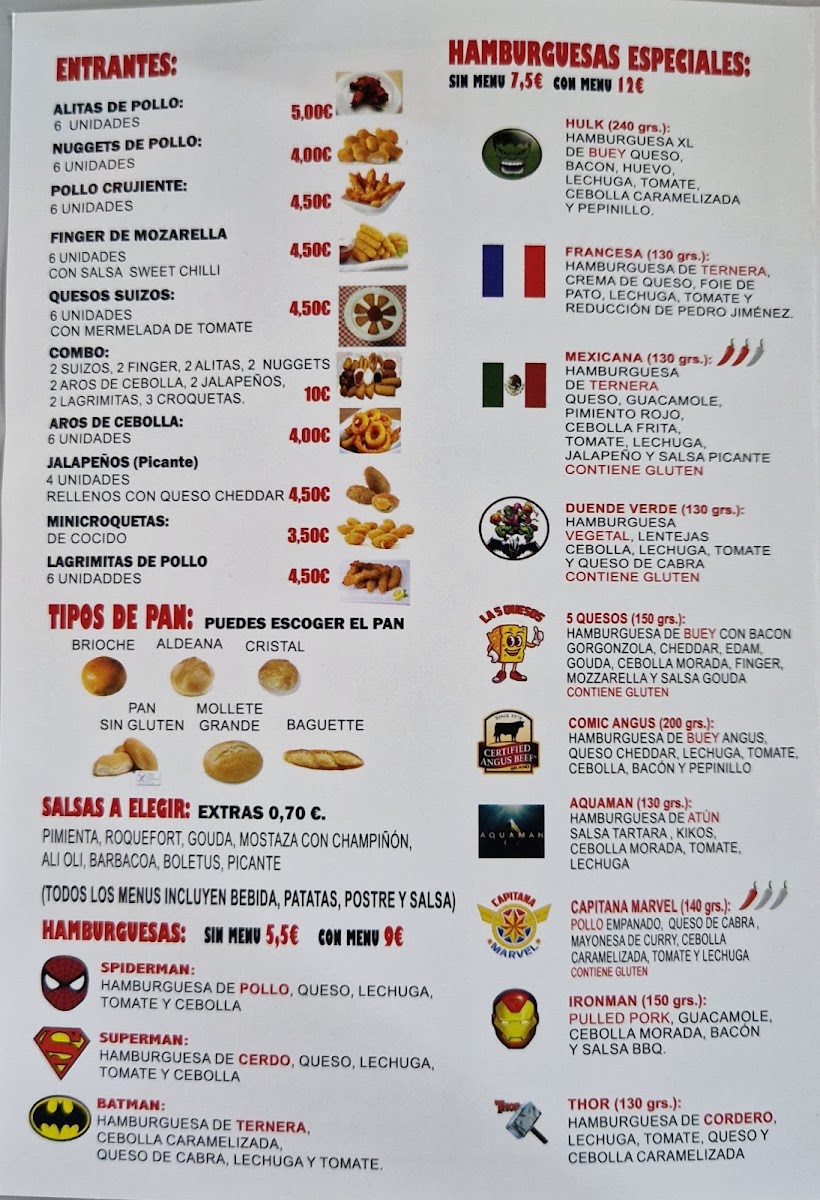 Burger Comic Photo Menu 2