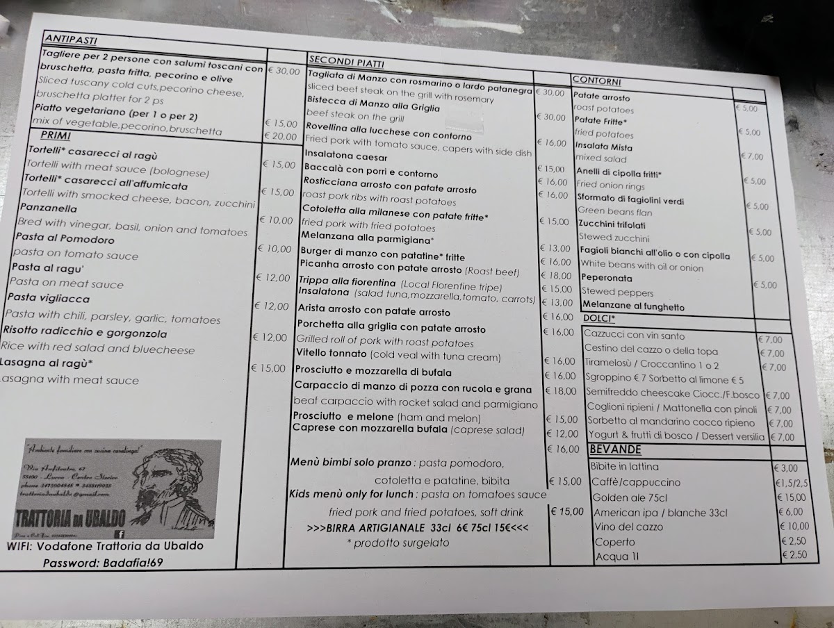 Trattoria Da Ubaldo Photo Menu 3