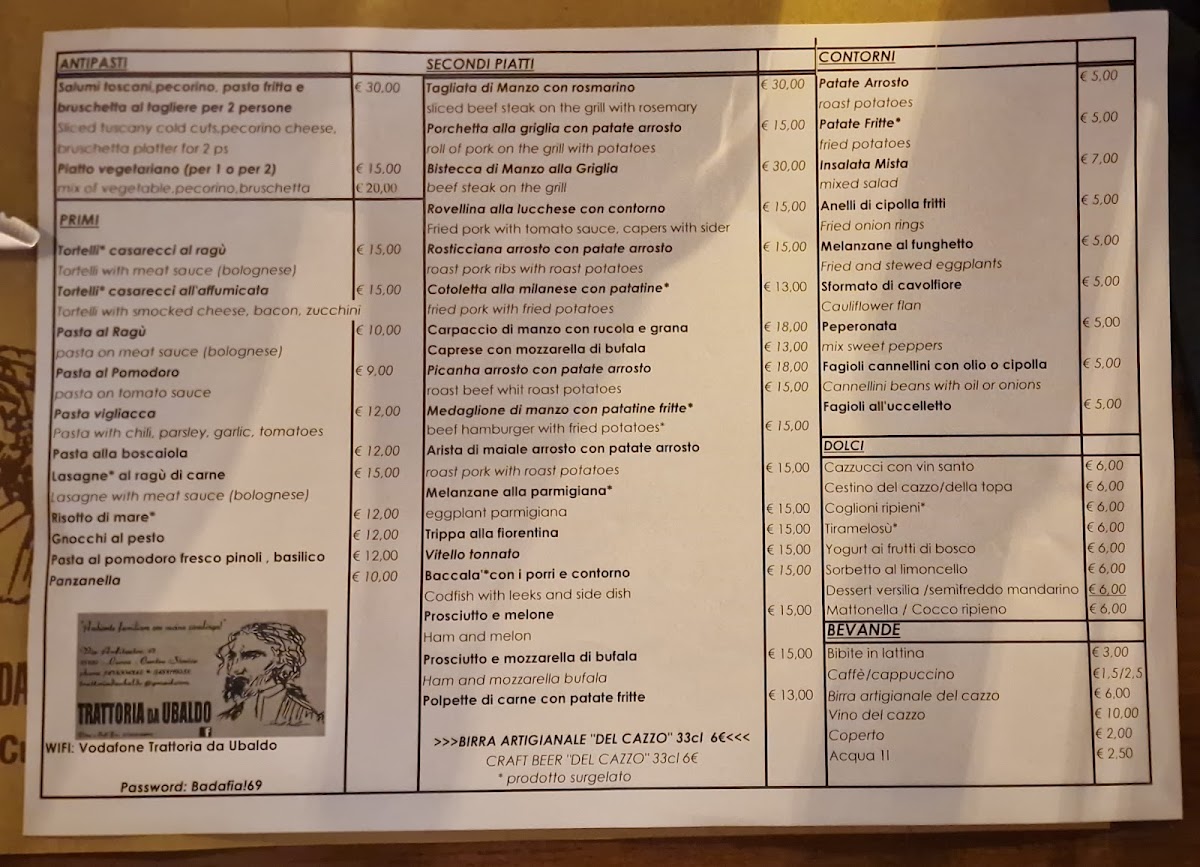 Trattoria Da Ubaldo Photo Menu 8