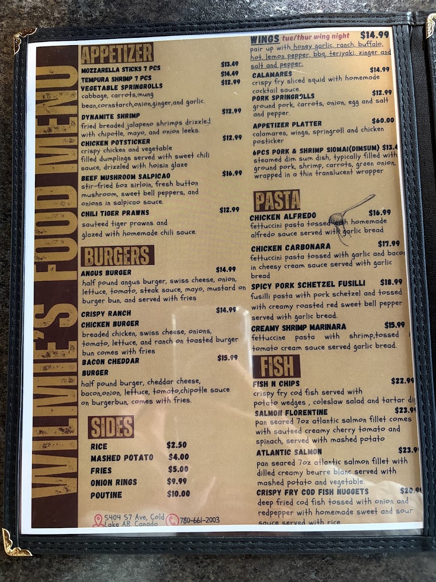 Wilmie's You Bar and Grill Photo Menu 4
