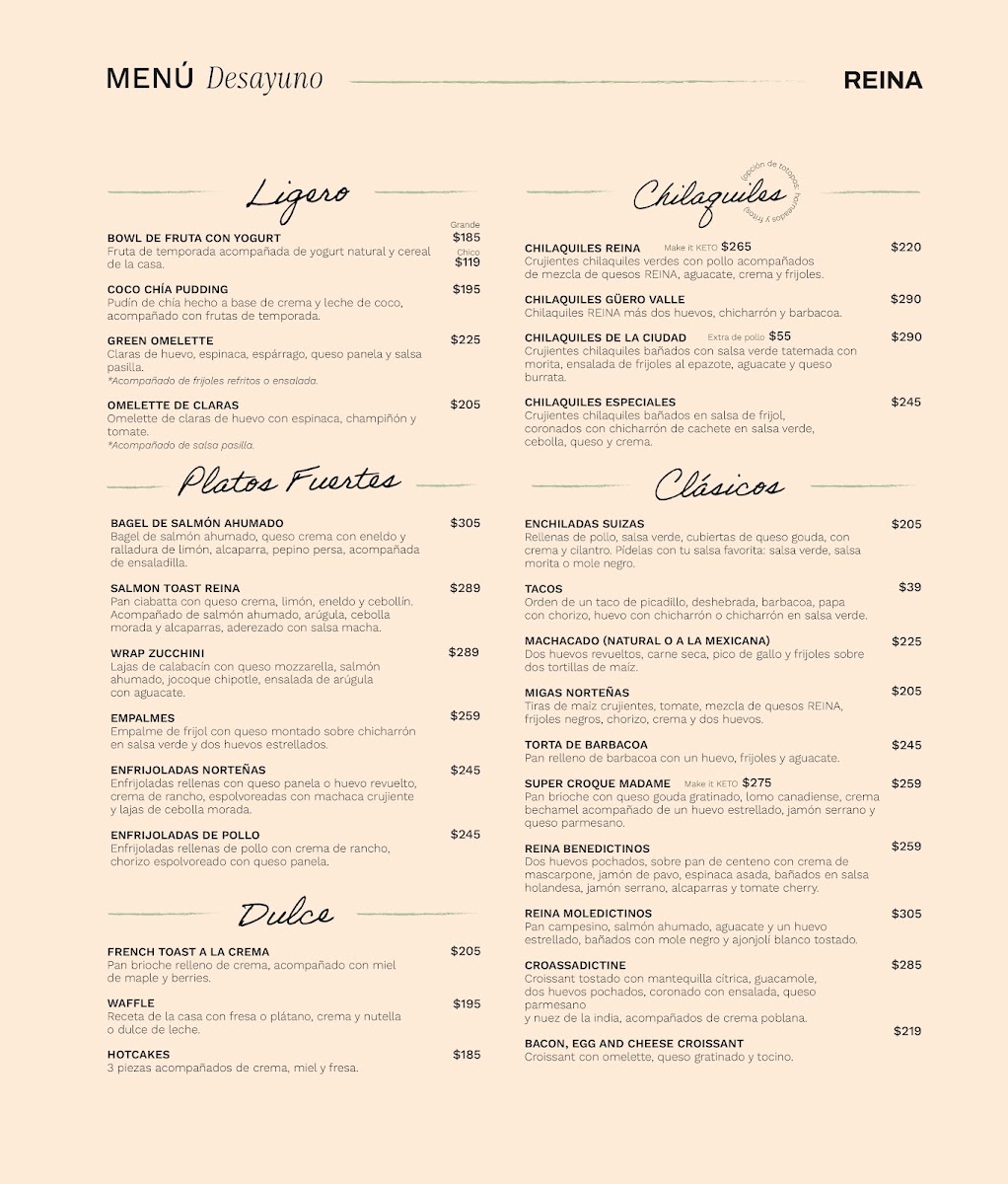 Reina Comfort Food Cumbres Photo Menu 3