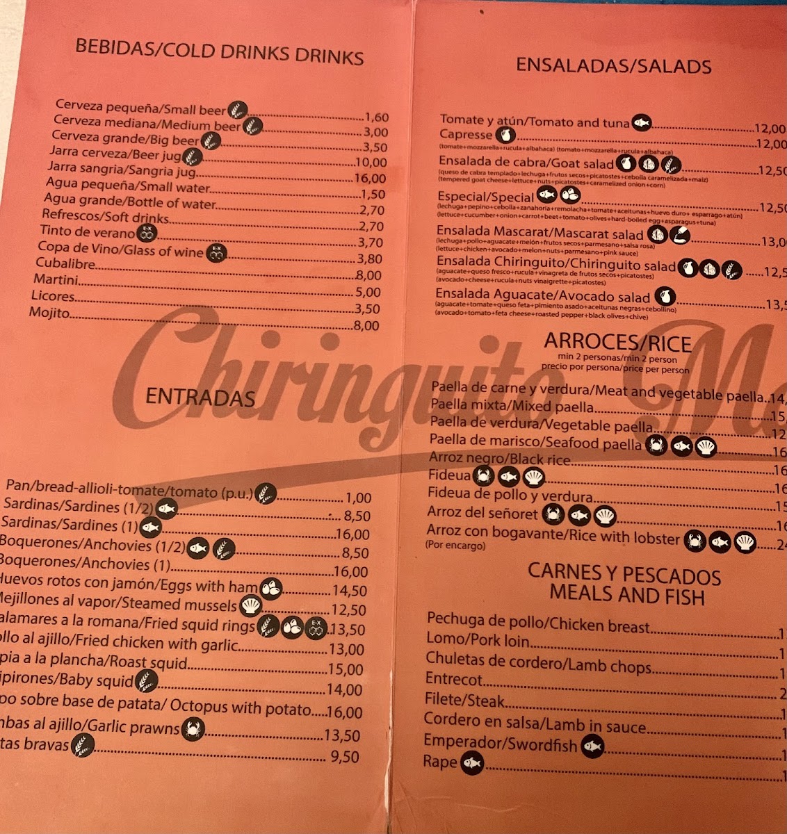 Chiringuito Mascarat Photo Menu 2