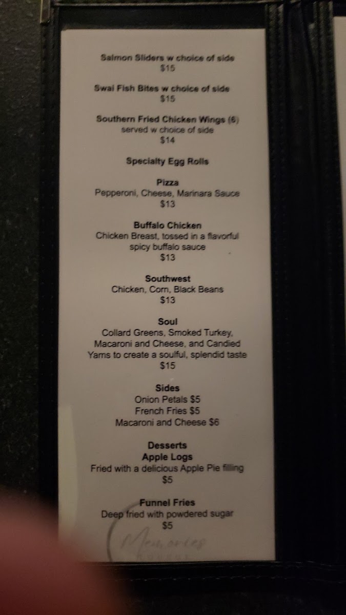 Memories Bar & Grill Photo Menu 2
