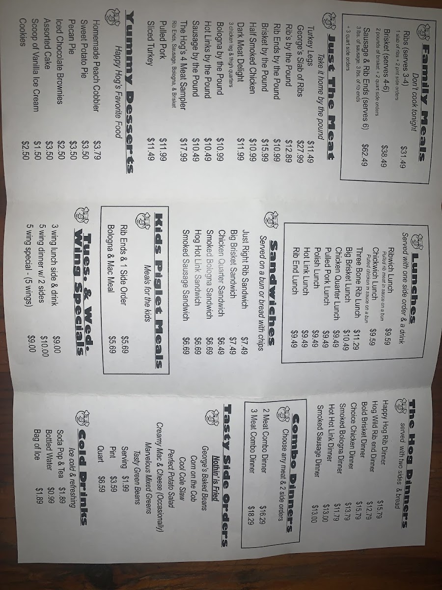 George's Happy Hog Bar-B-Q Photo Menu 1