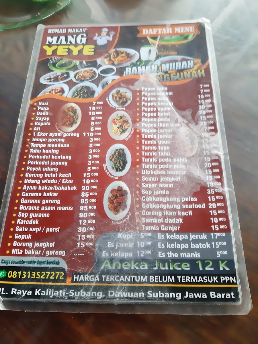 RM. Mang Yeye Photo Menu 2