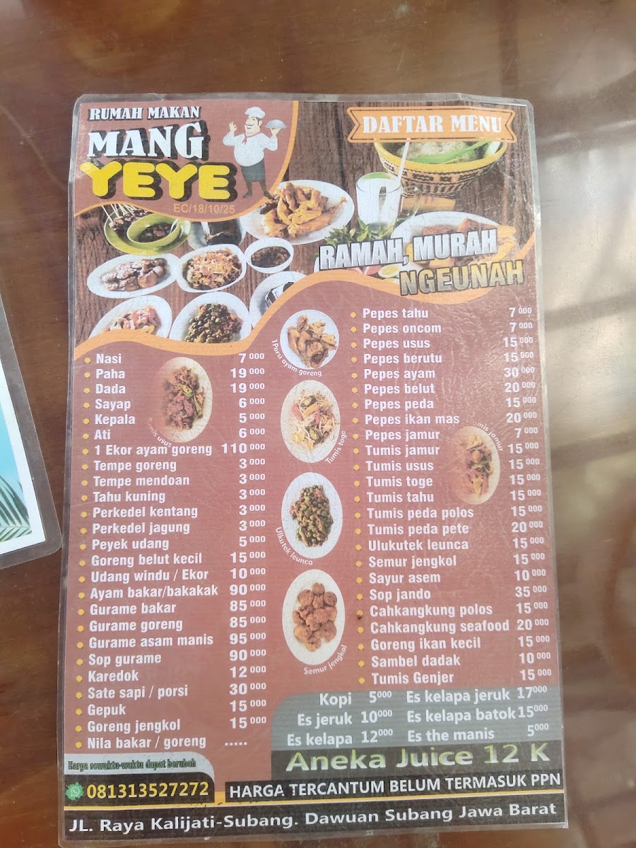 RM. Mang Yeye Photo Menu 4
