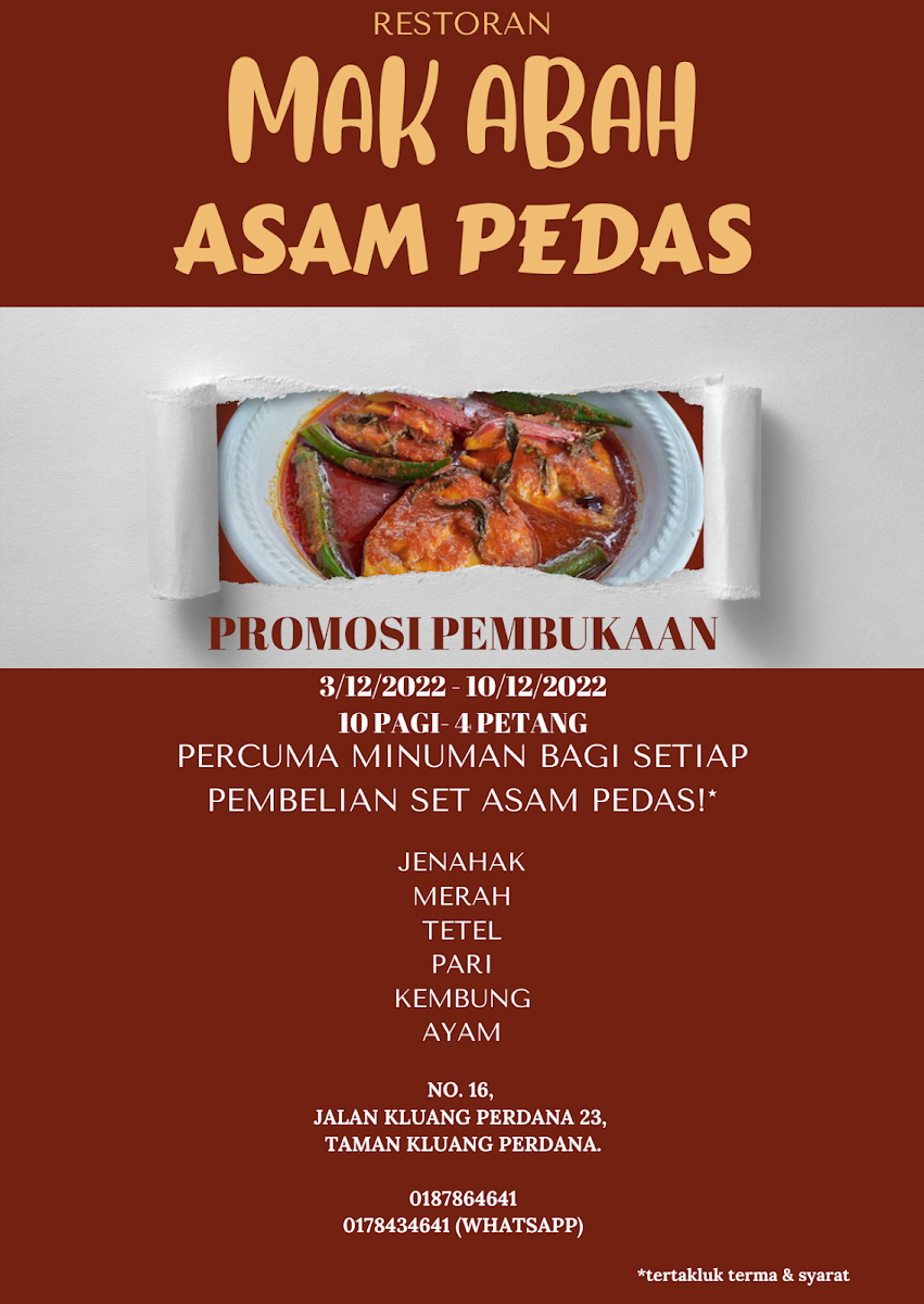 Restoran Mak Abah Asam Pedas Photo Menu 5