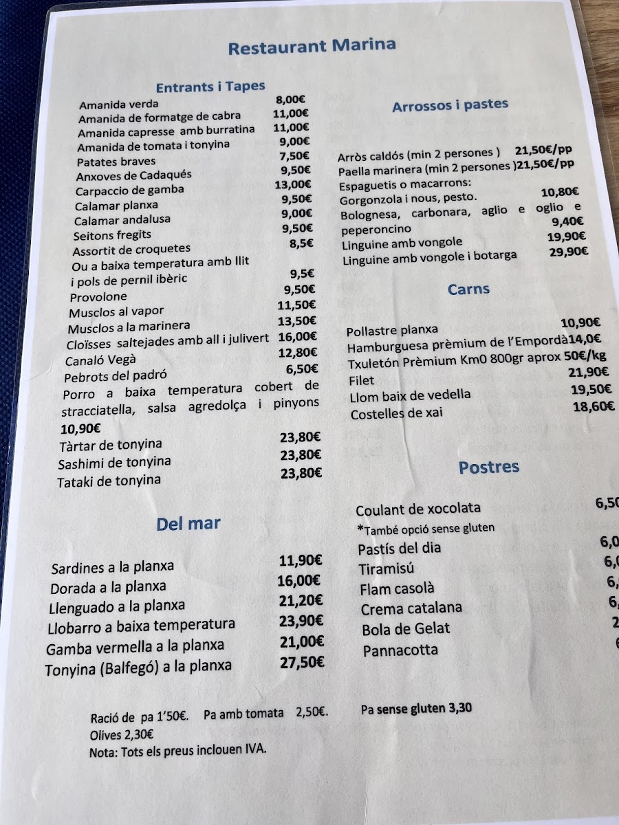 Restaurant Marina Cadaqués Photo Menu 10