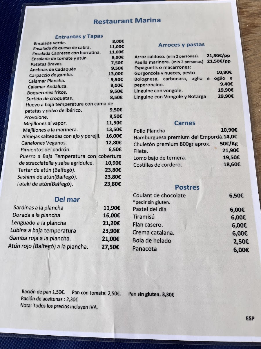 Restaurant Marina Cadaqués Photo Menu 9