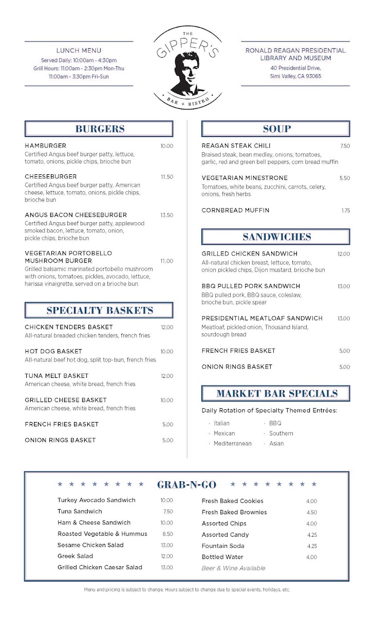 The Gipper's Bar + Bistro Photo Menu 1