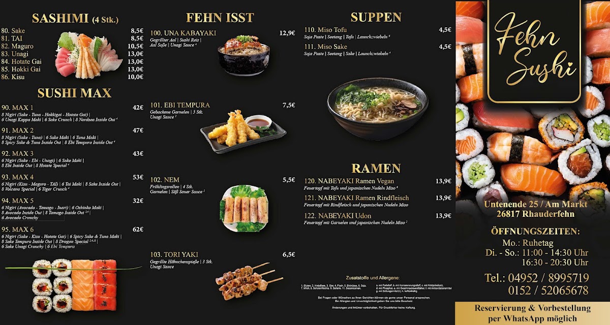 Fehn Sushi Photo Menu 1