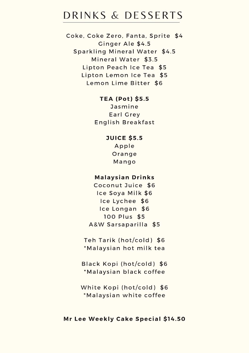 Mr.Lee Malaysian Cuisine Photo Menu 9