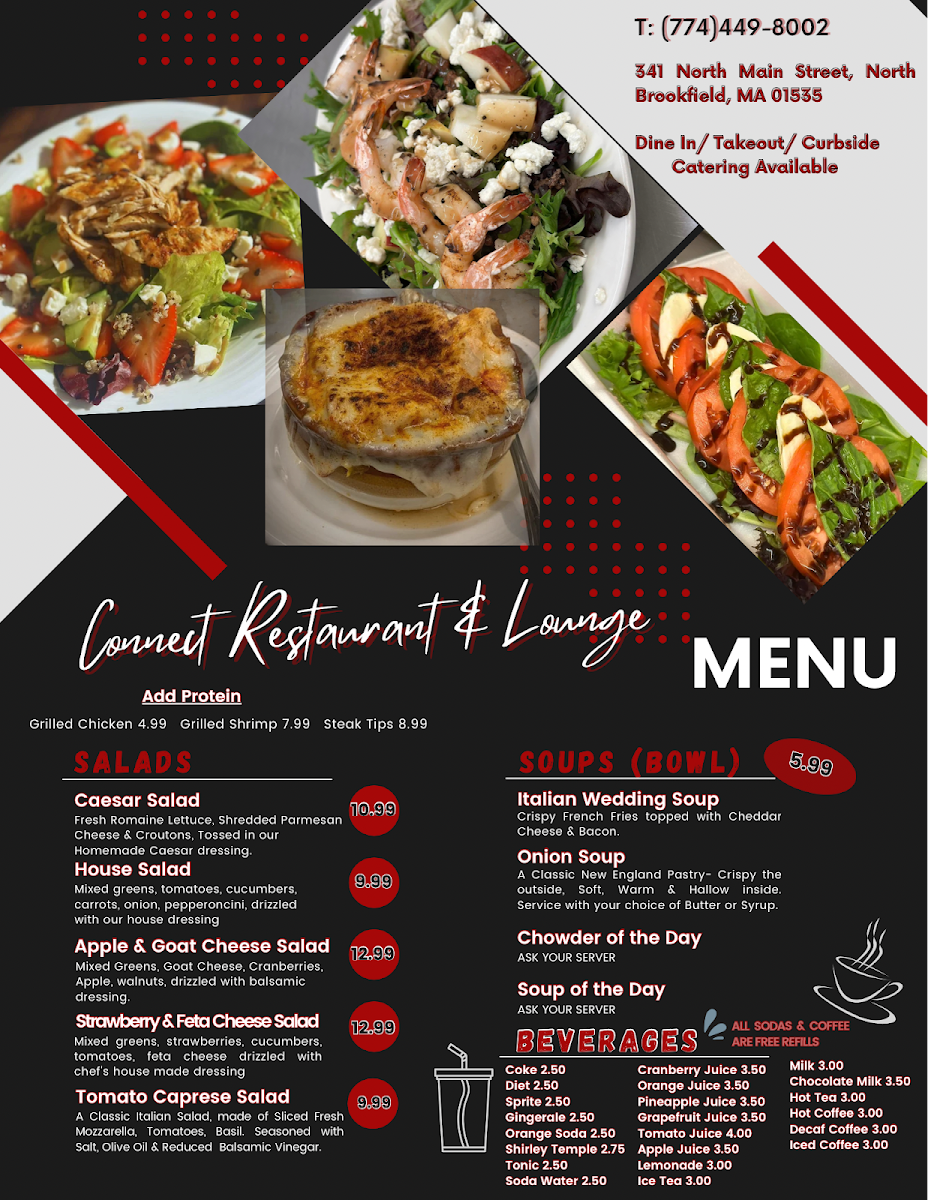 Connect Restaurant & Lounge North Brookfield Photo Menu 1