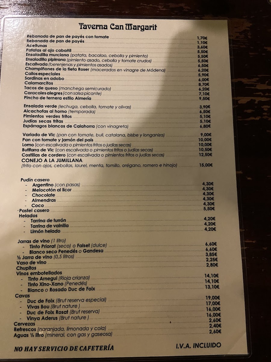 Taverna Can Margarit Photo Menu 2