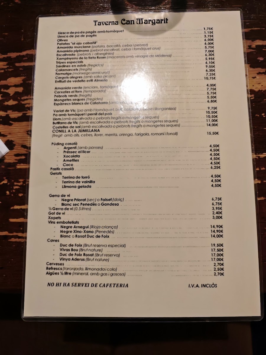Taverna Can Margarit Photo Menu 4