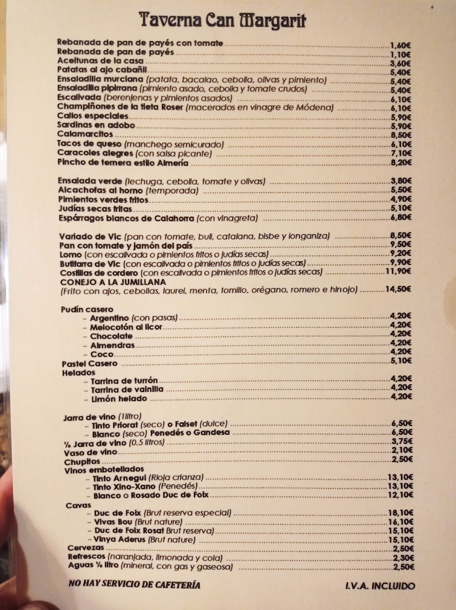 Taverna Can Margarit Photo Menu 5