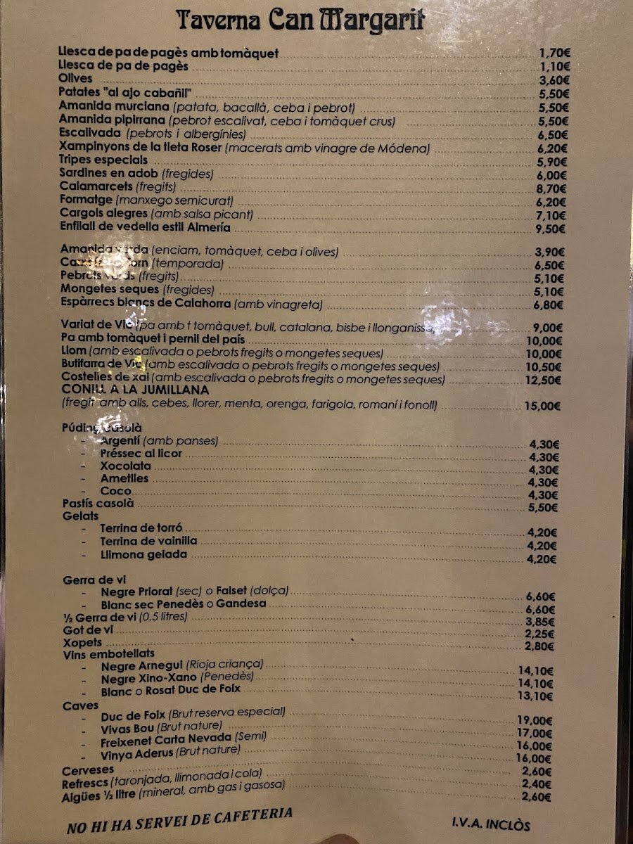 Taverna Can Margarit Photo Menu 8