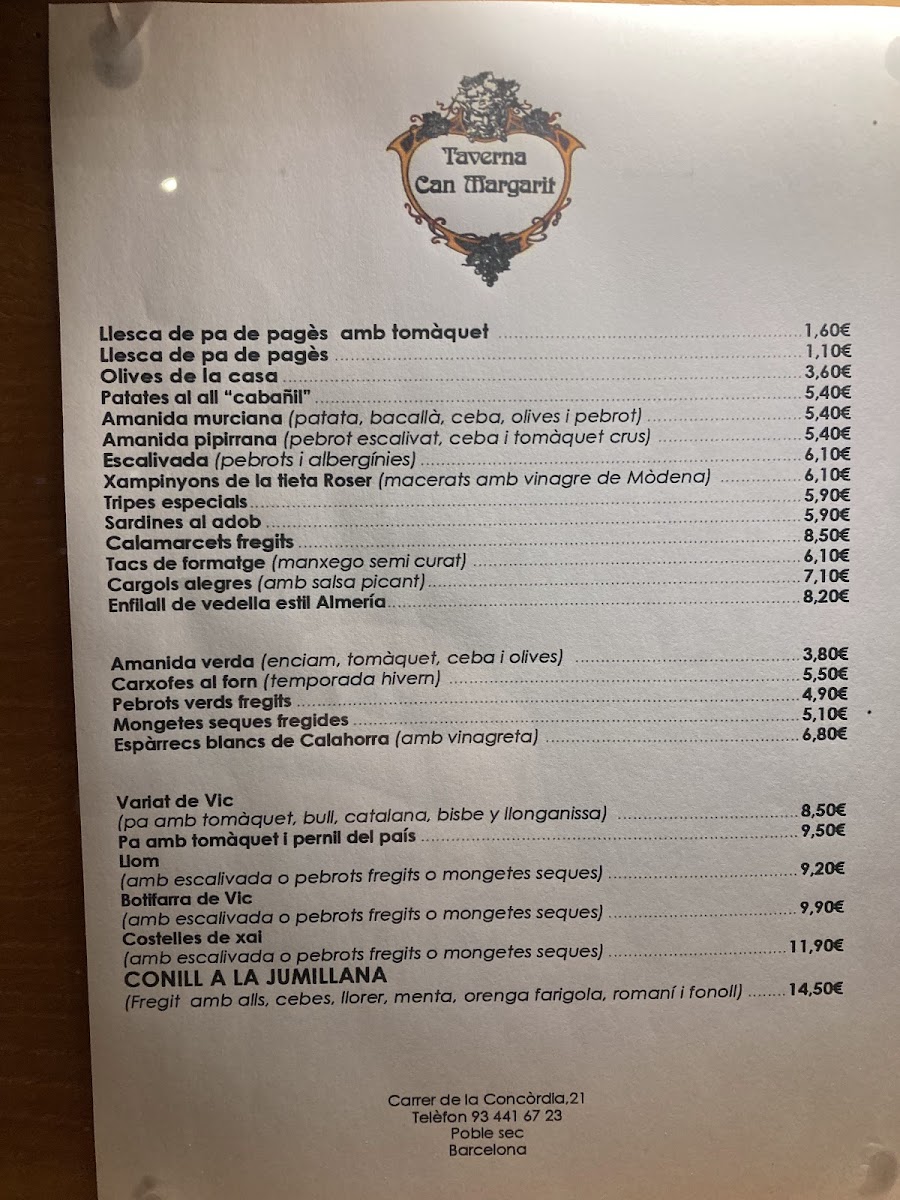 Taverna Can Margarit Photo Menu 9