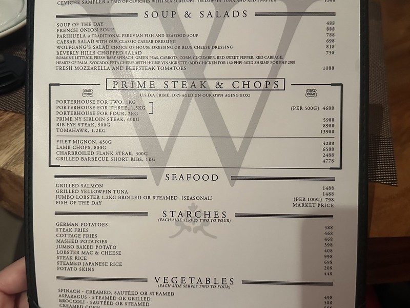 Wolfgang’s Steakhouse Grill Boracay Photo Menu 10