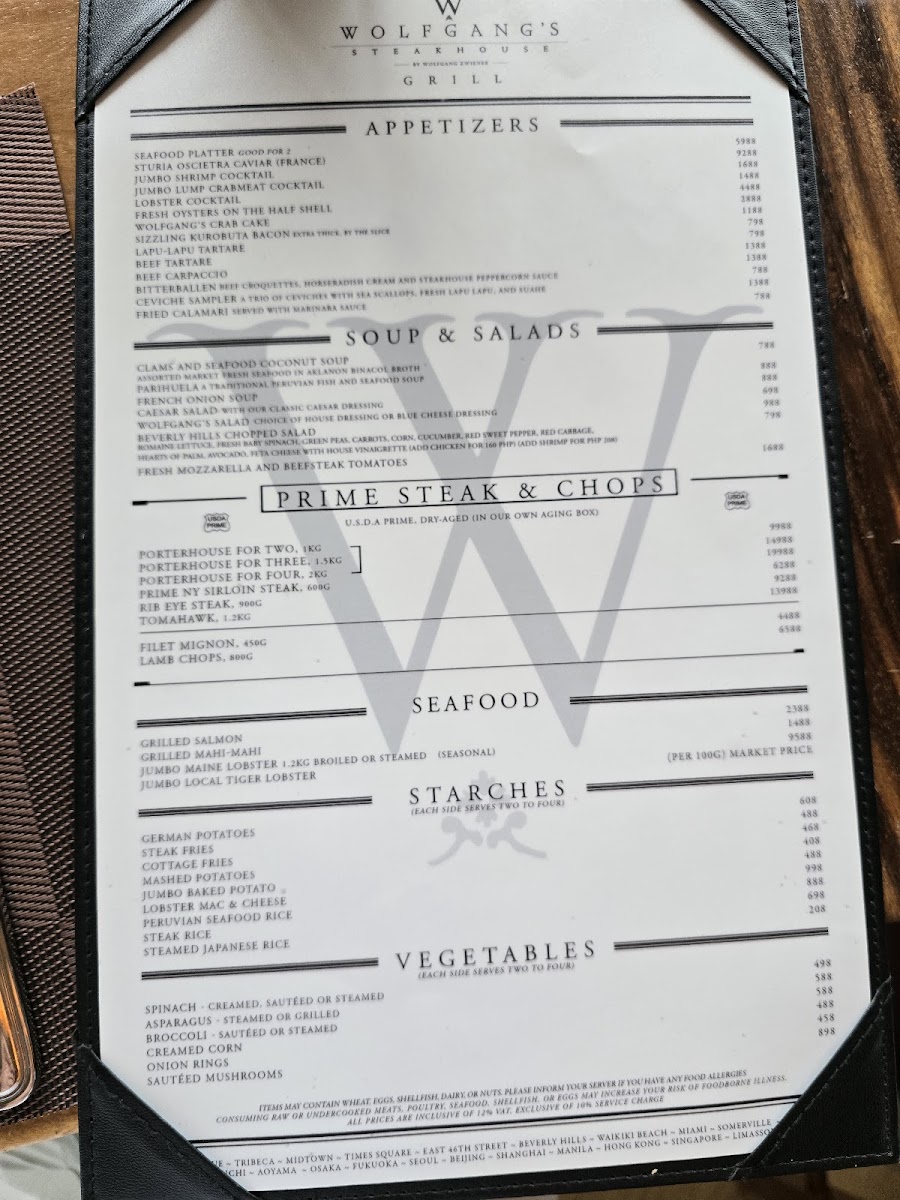 Wolfgang’s Steakhouse Grill Boracay Photo Menu 2