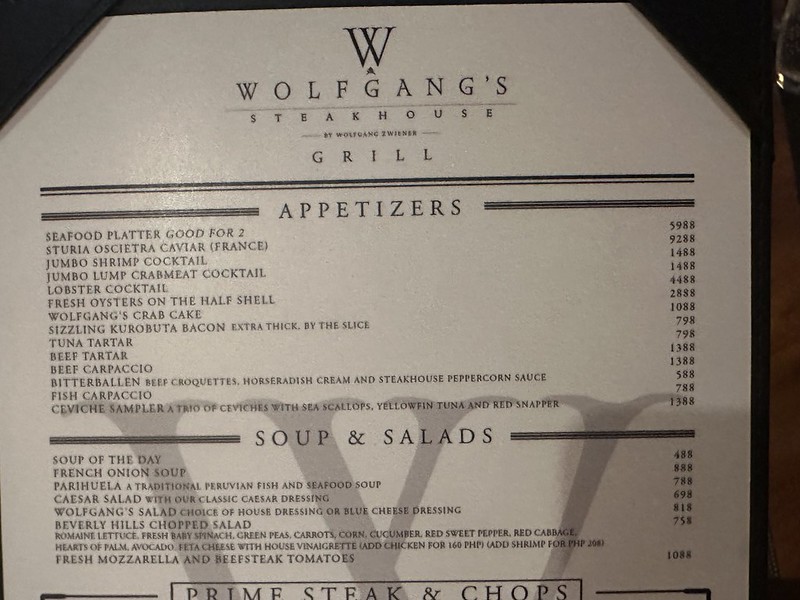 Wolfgang’s Steakhouse Grill Boracay Photo Menu 3