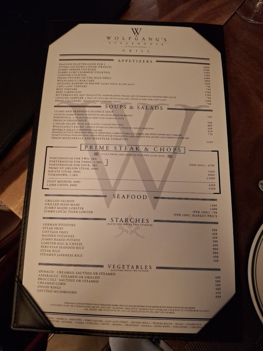 Wolfgang’s Steakhouse Grill Boracay Photo Menu 5