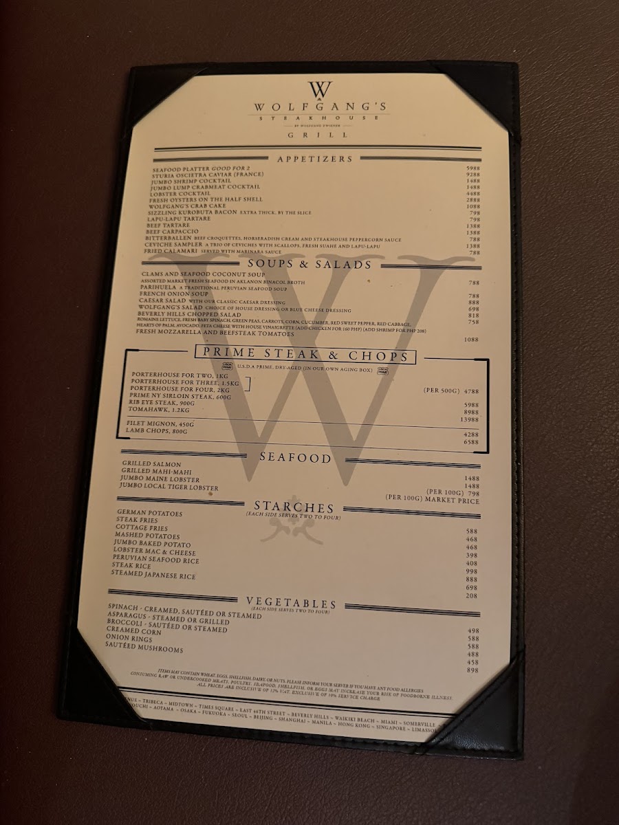 Wolfgang’s Steakhouse Grill Boracay Photo Menu 9