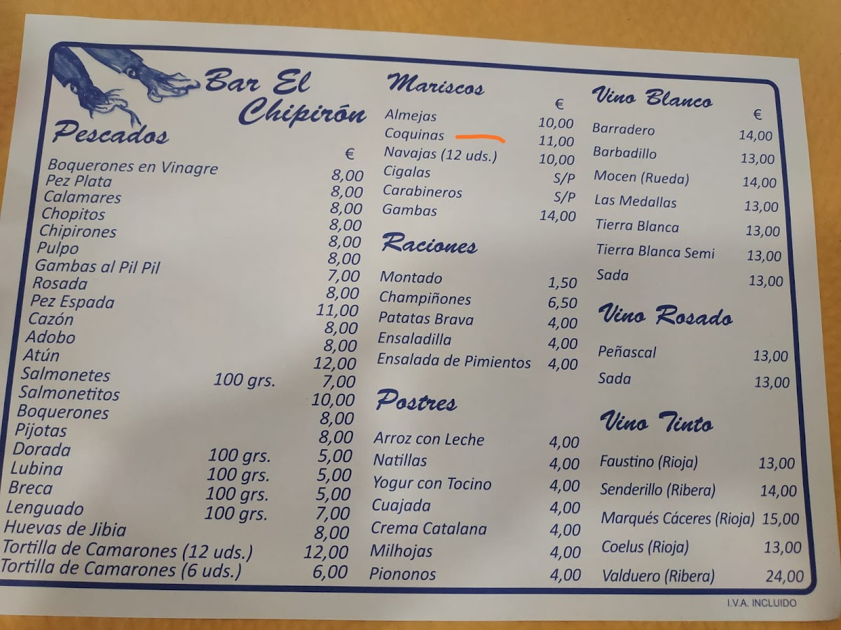 Bar restaurante El Chipiron Photo Menu 9