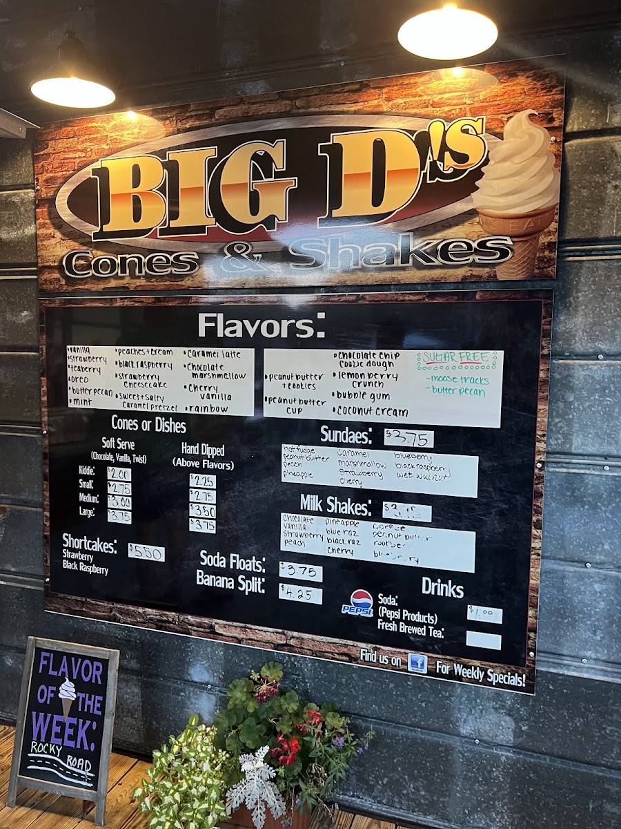 Big D's Cones and Shakes Photo Menu 2