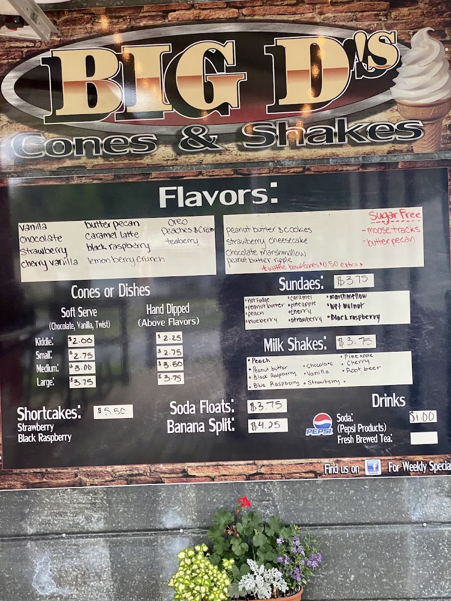 Big D's Cones and Shakes Photo Menu 3
