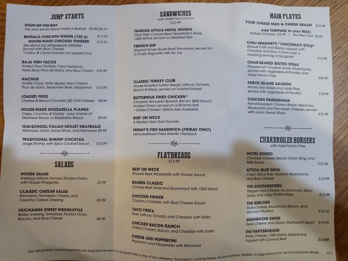 Attica Hotel. Photo Menu 3