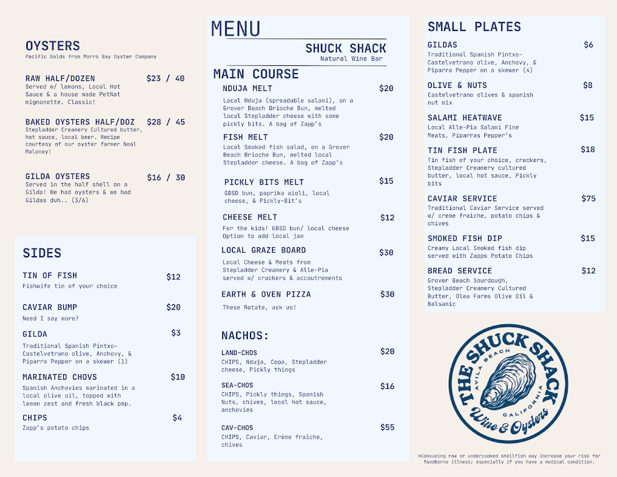 Shuck Shack Photo Menu 1