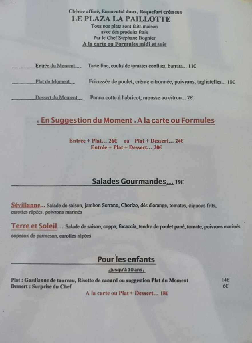 Restaurant Le Plaza-La Paillotte Photo Menu 2