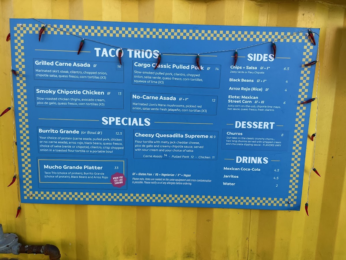 Cargo Cantina Photo Menu 1