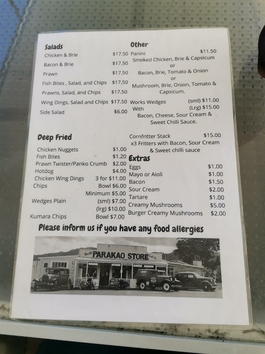 The Old Parakao Store Cafe/Bar Photo Menu 5