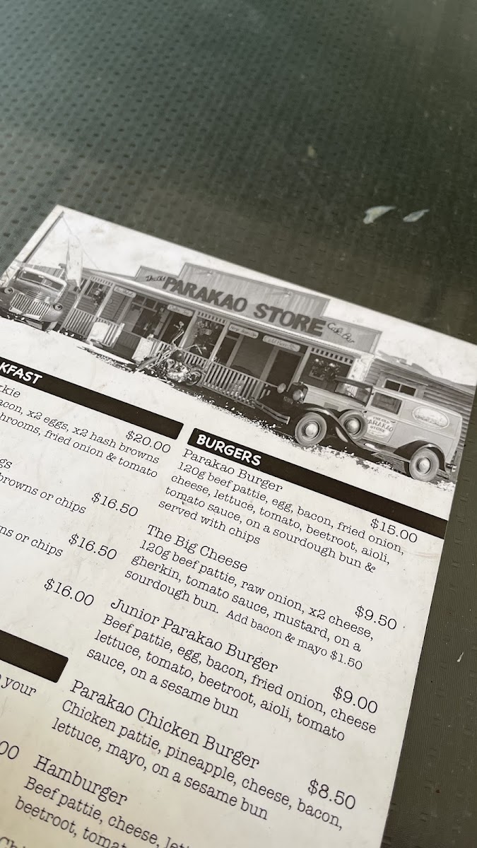 The Old Parakao Store Cafe/Bar Photo Menu 6
