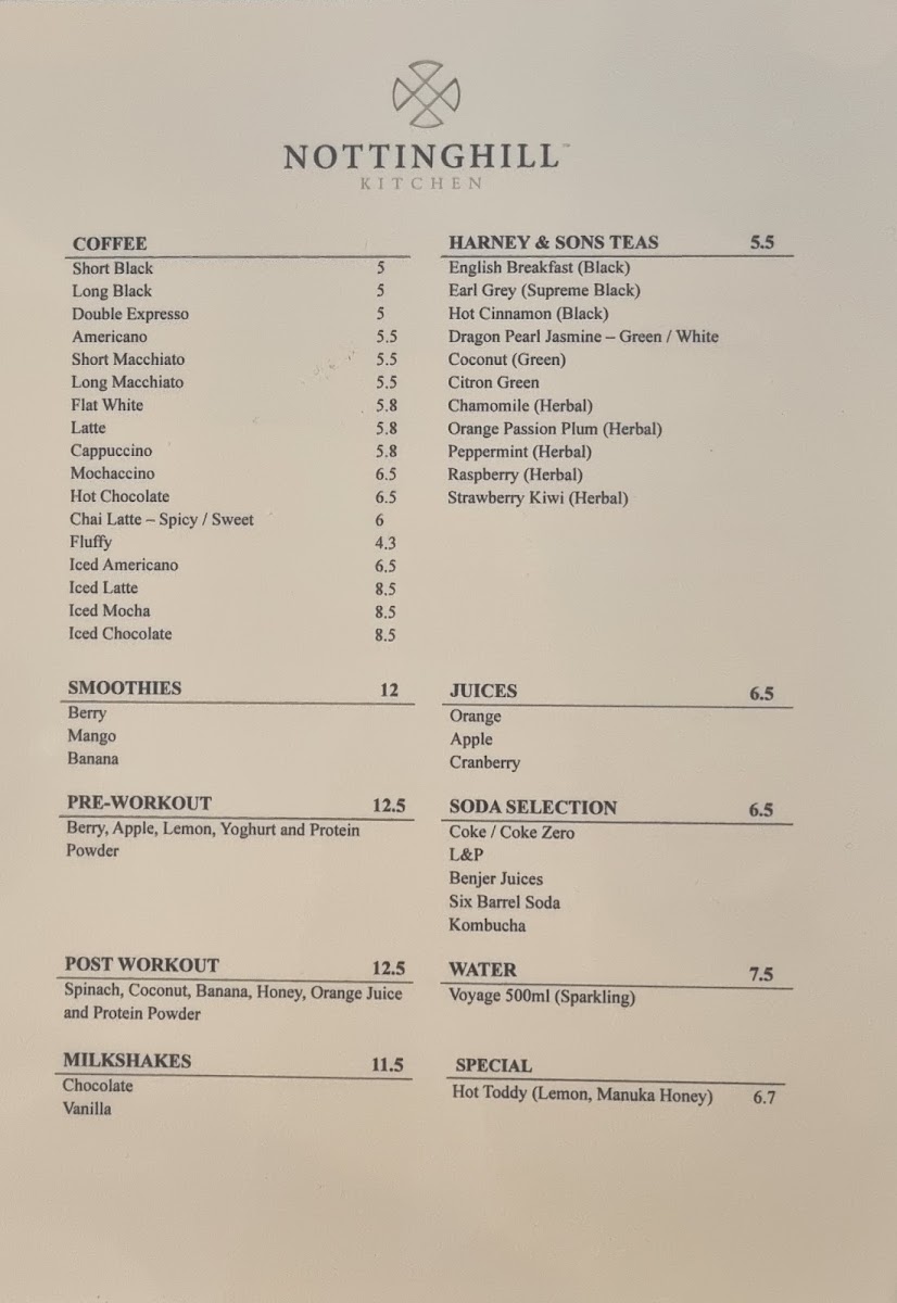 Nottinghill Kitchen and Cafe Photo Menu 1