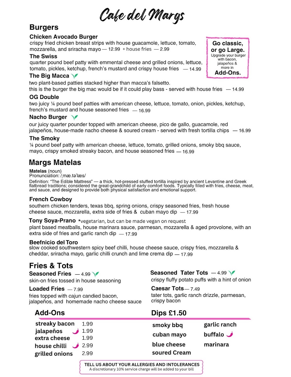 Cafe del Margs Photo Menu 2