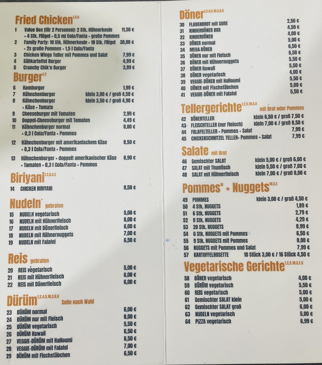 SFC Shah Fried Chicken Photo Menu 1