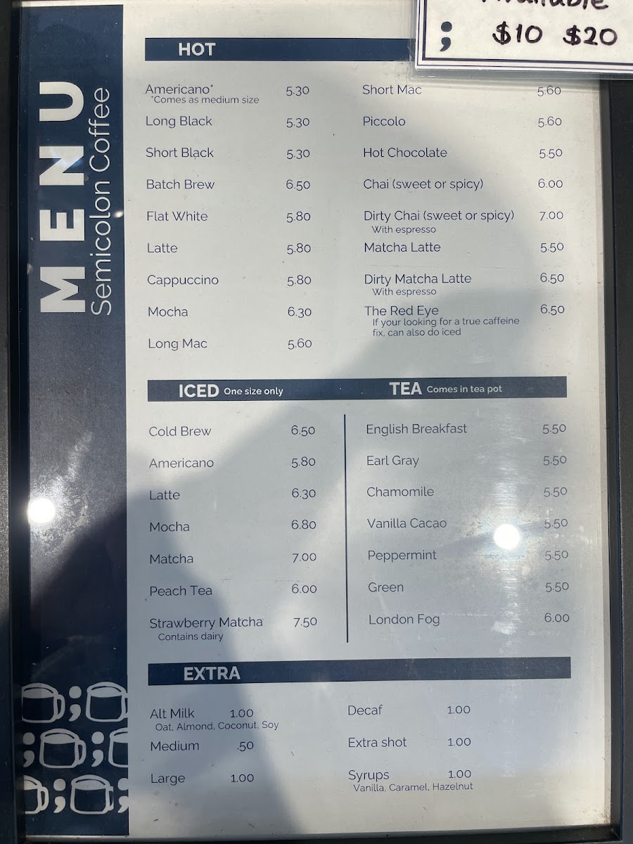 Semicolon Café Photo Menu 1