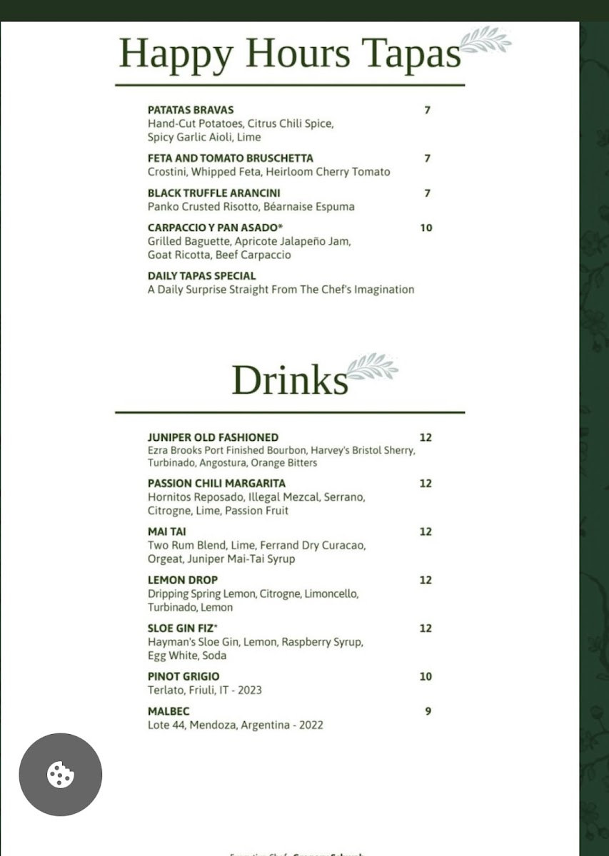 Juniper Cocktails & Kitchen Photo Menu 4