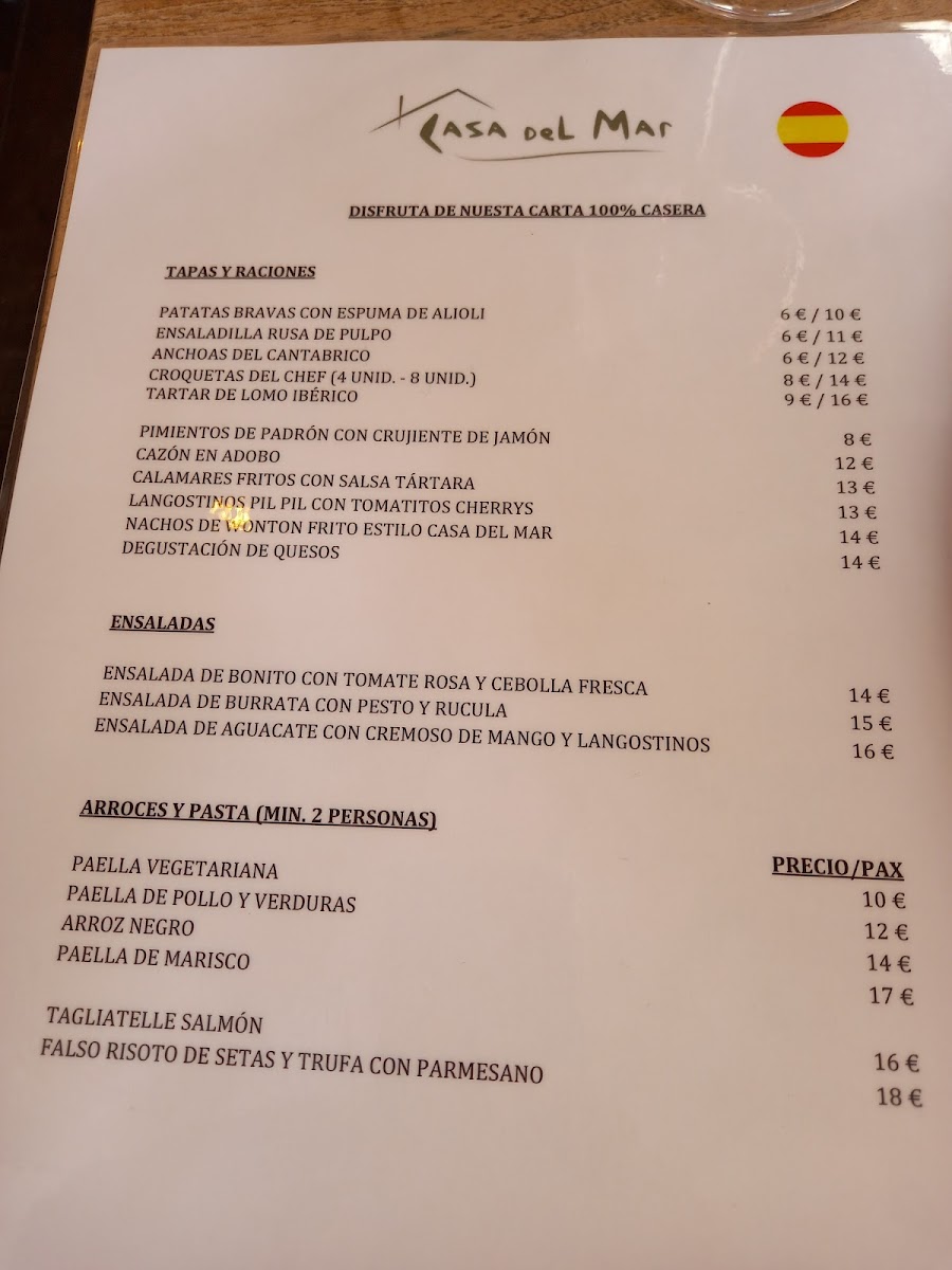 CASA DEL MAR Tapas Bar Restaurant Photo Menu 5