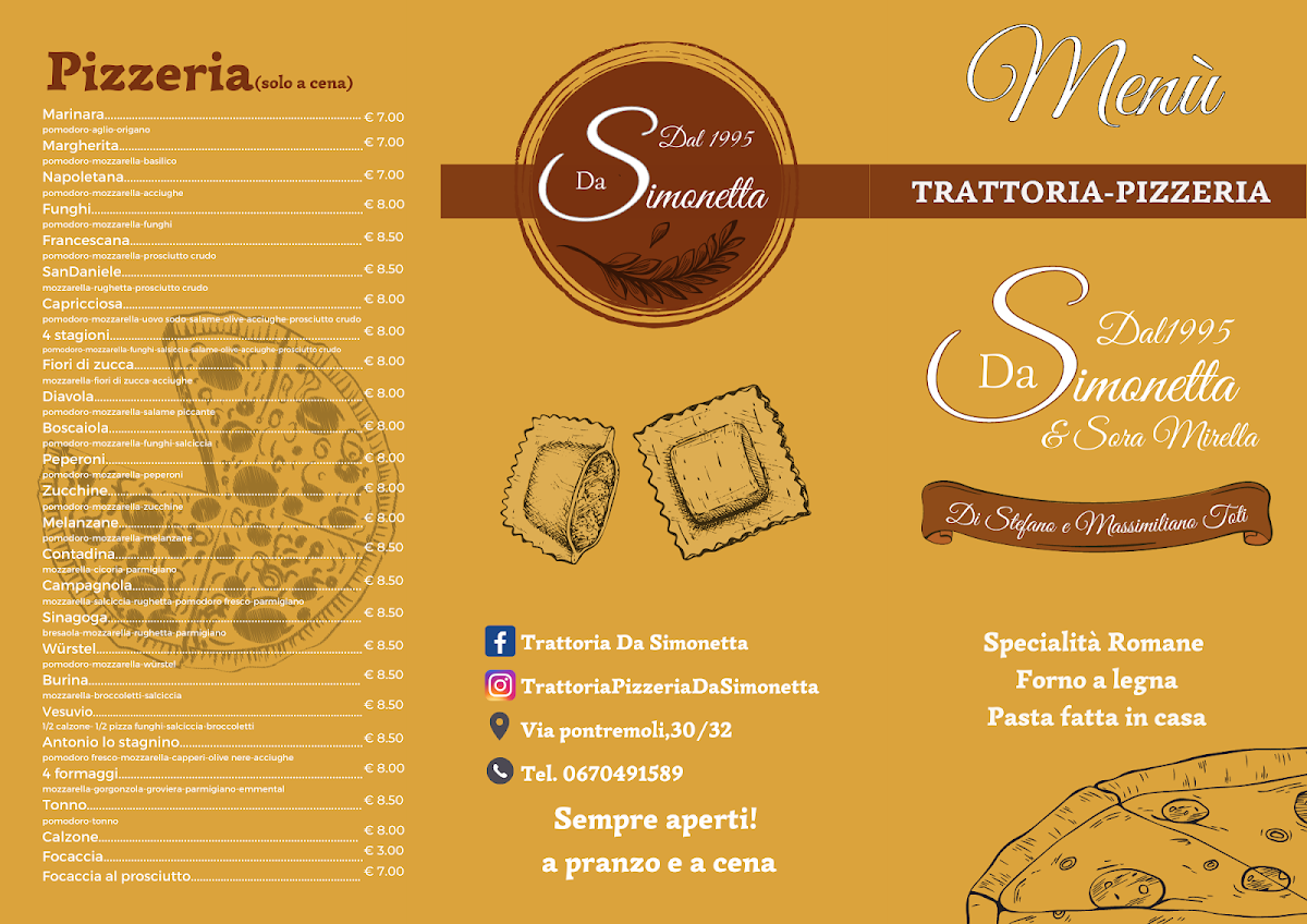 Trattoria Pizzeria Da Simonetta Photo Menu 2