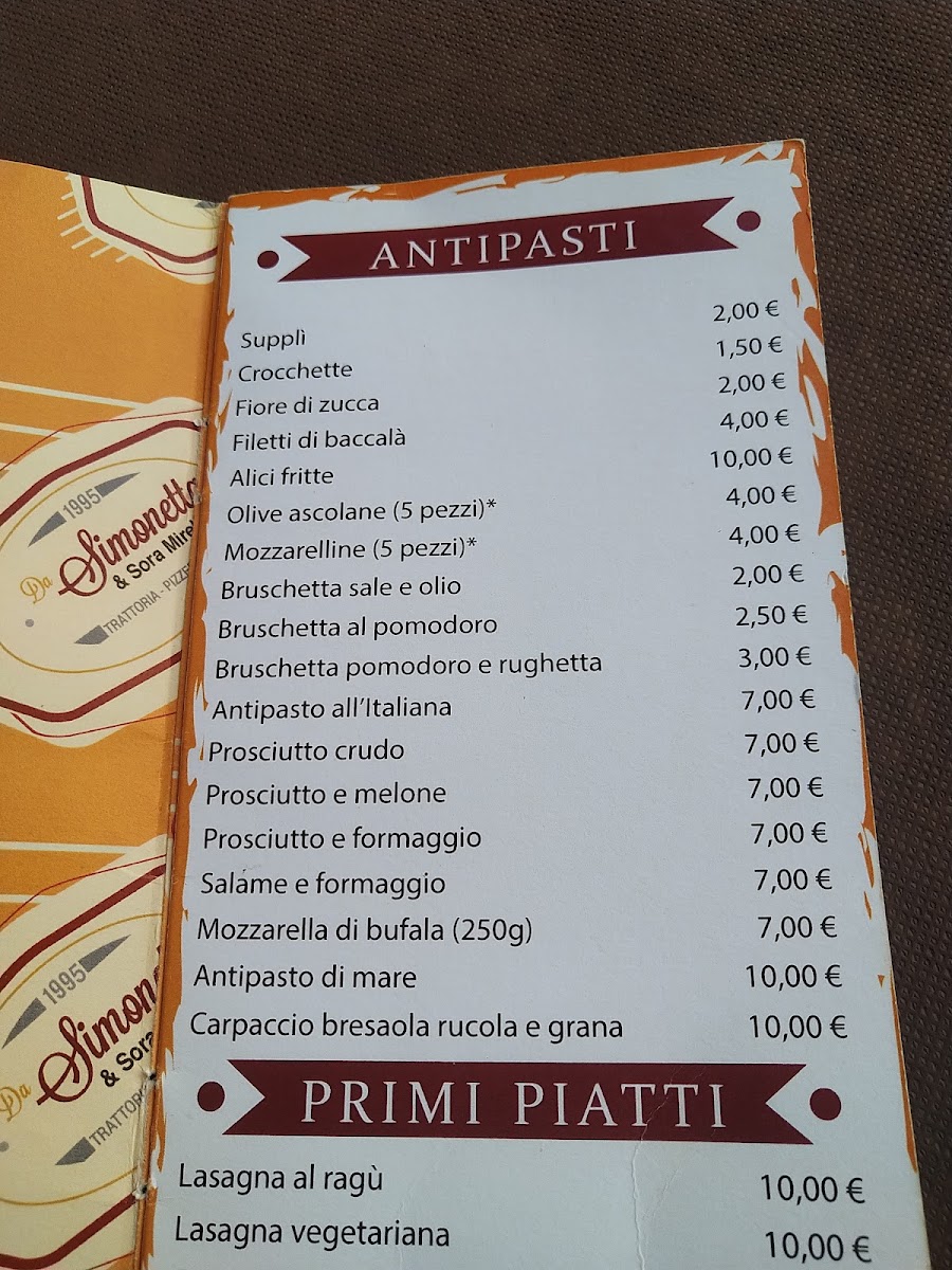 Trattoria Pizzeria Da Simonetta Photo Menu 9