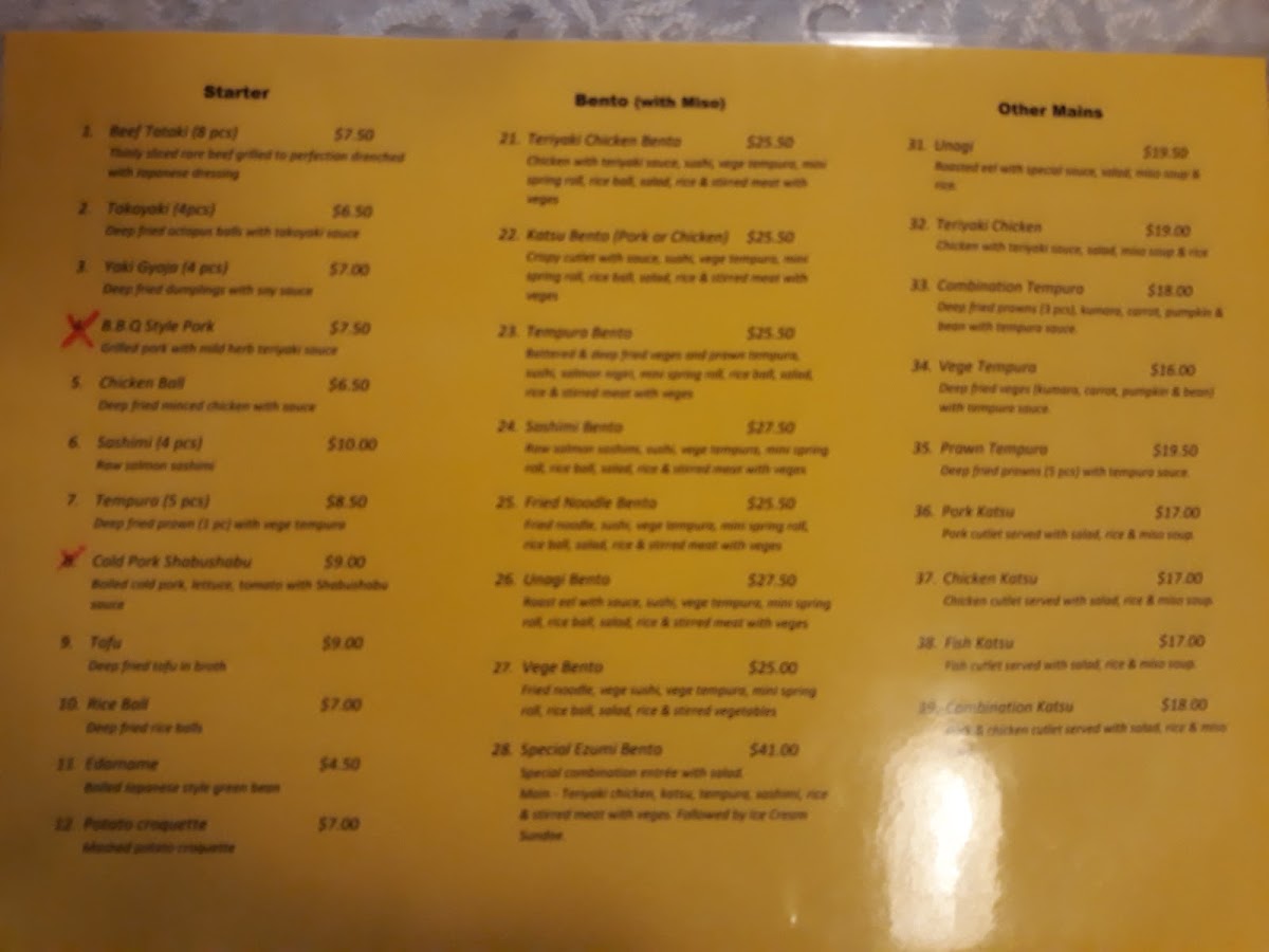 Ezumi Japanese Restaurant Photo Menu 4