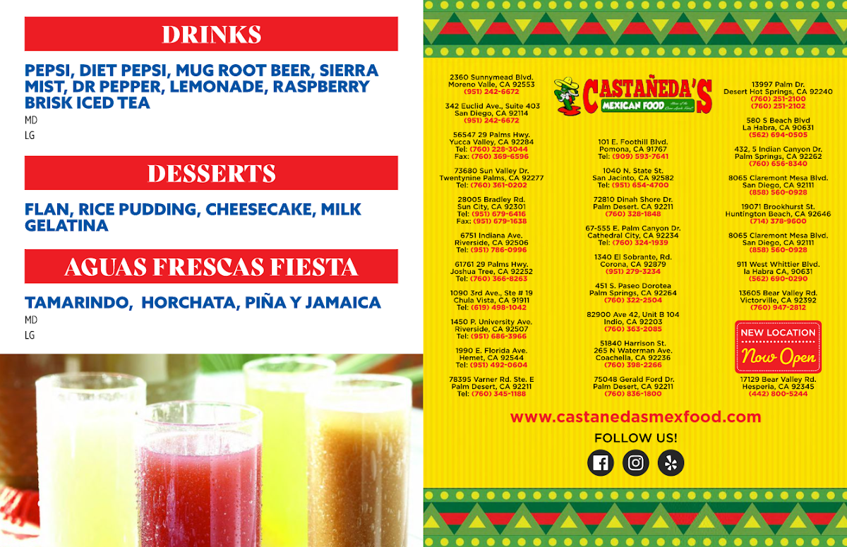 Castañeda's Mexican Food Photo Menu 1