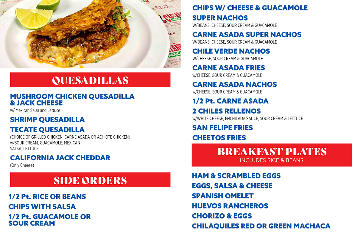 Castañeda's Mexican Food Photo Menu 2