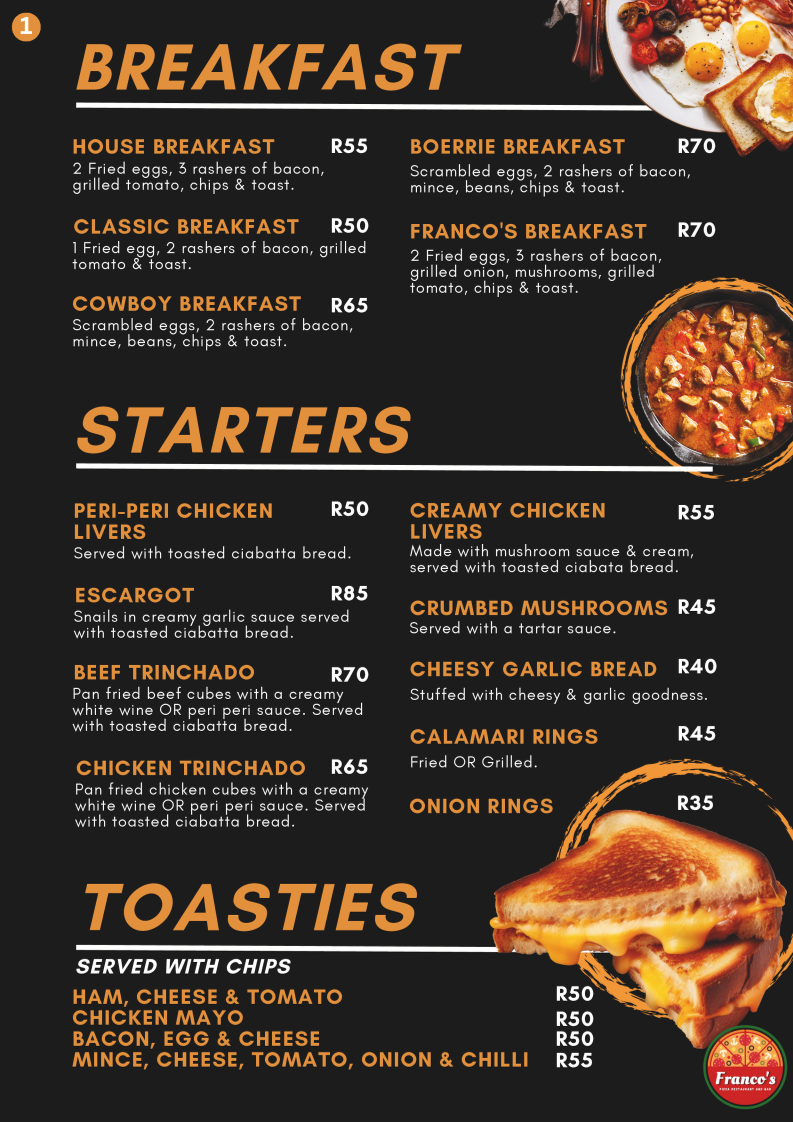 Franco's pizza restaurant and bar Photo Menu 4