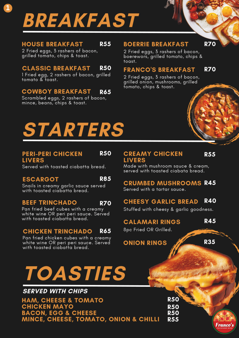 Franco's pizza restaurant and bar Photo Menu 5