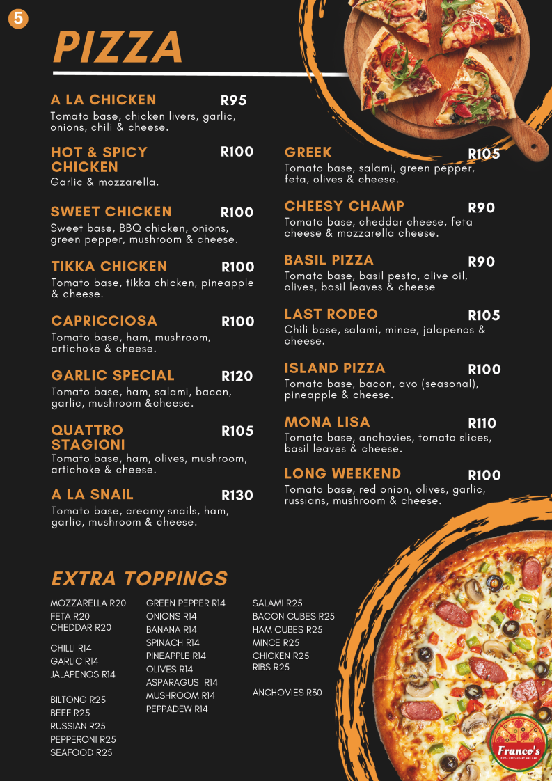 Franco's pizza restaurant and bar Photo Menu 7